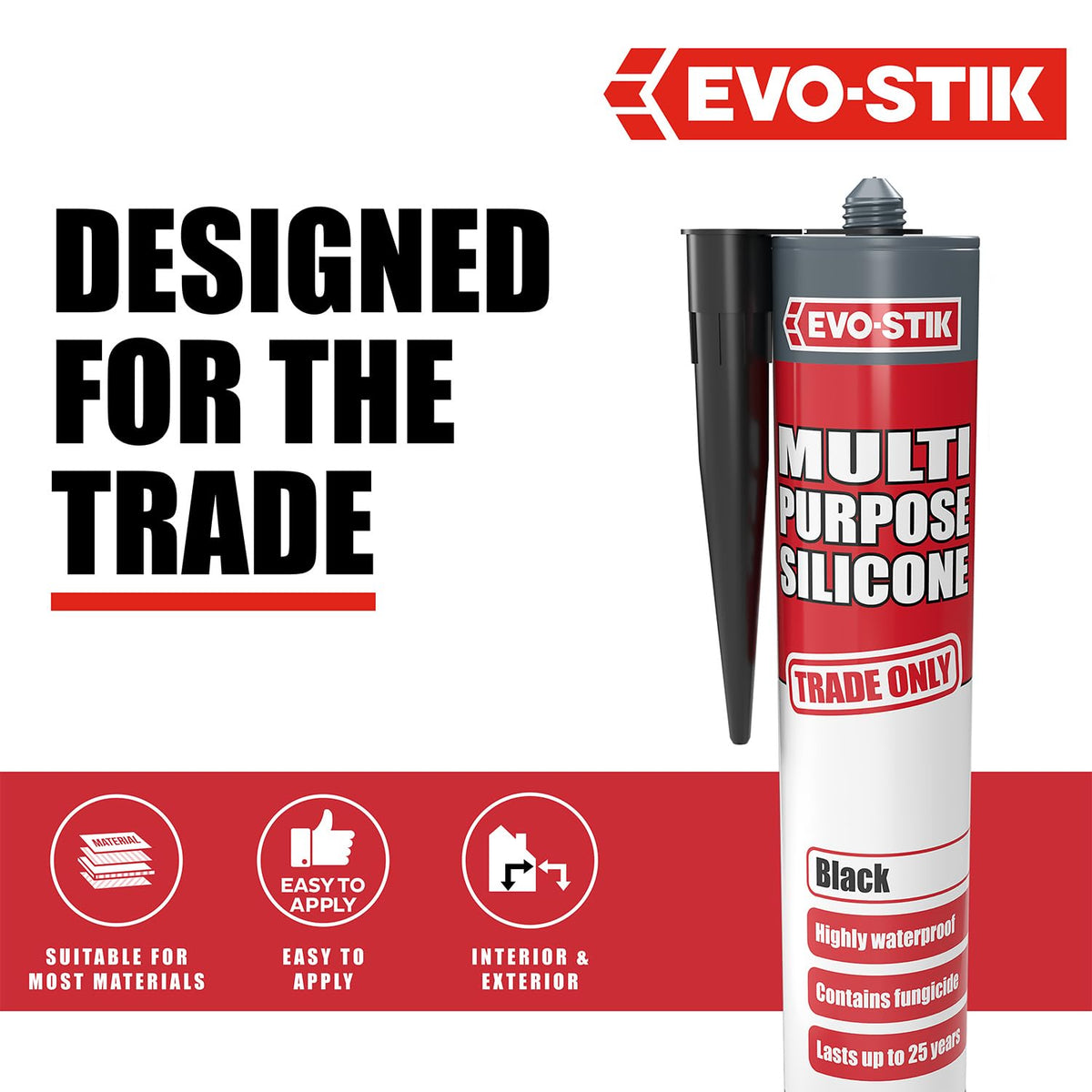 EVO-STIK Multipurpose Silicone Sealant Clear - Waterproof - Mould Resistant