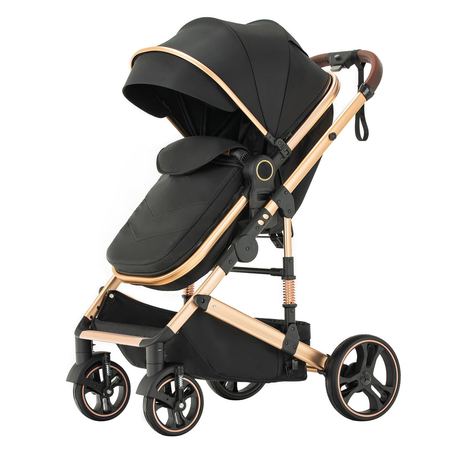 BEBBY Stroller 3-in-1 Baby 3 in 1 with Seat with Foldable Aluminium Frame, Compact Stroller with Adjustable Armrests, Combined Strollers,High Landscape Travel Pushchair (gen-H9-PINK, H9)