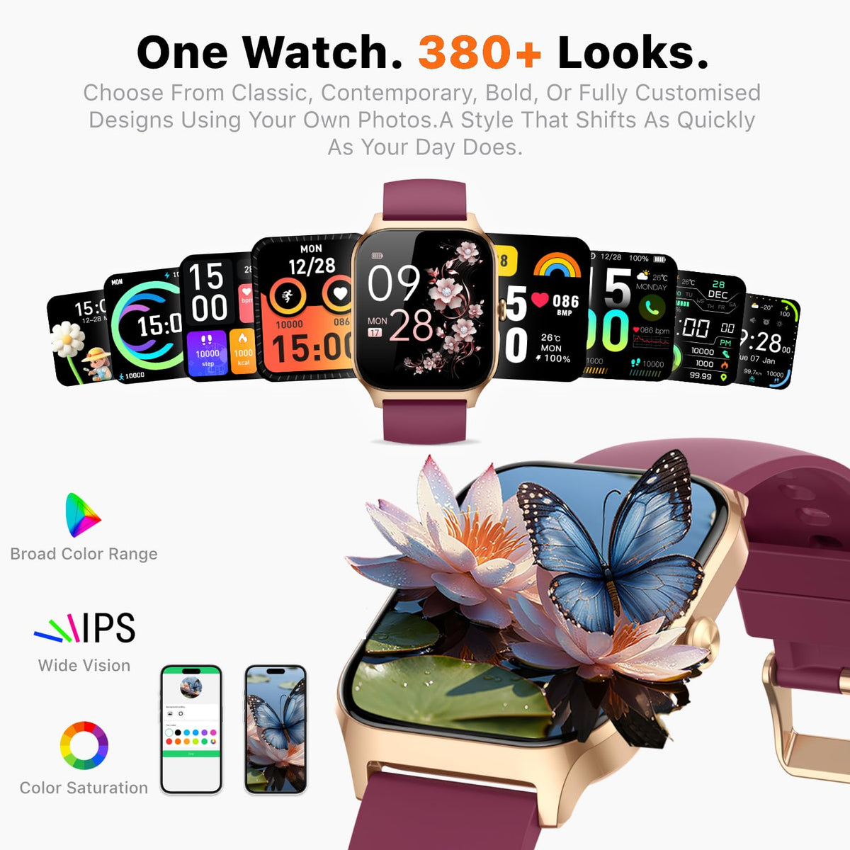 Smart Watch for Women Men - Answer/Make Call, Fitness Tracker Smartwatch for Android iPhone Compatible, Sleep Female Cycle, 120+ Sports Modes Step Counter (Blue, 2 Straps)