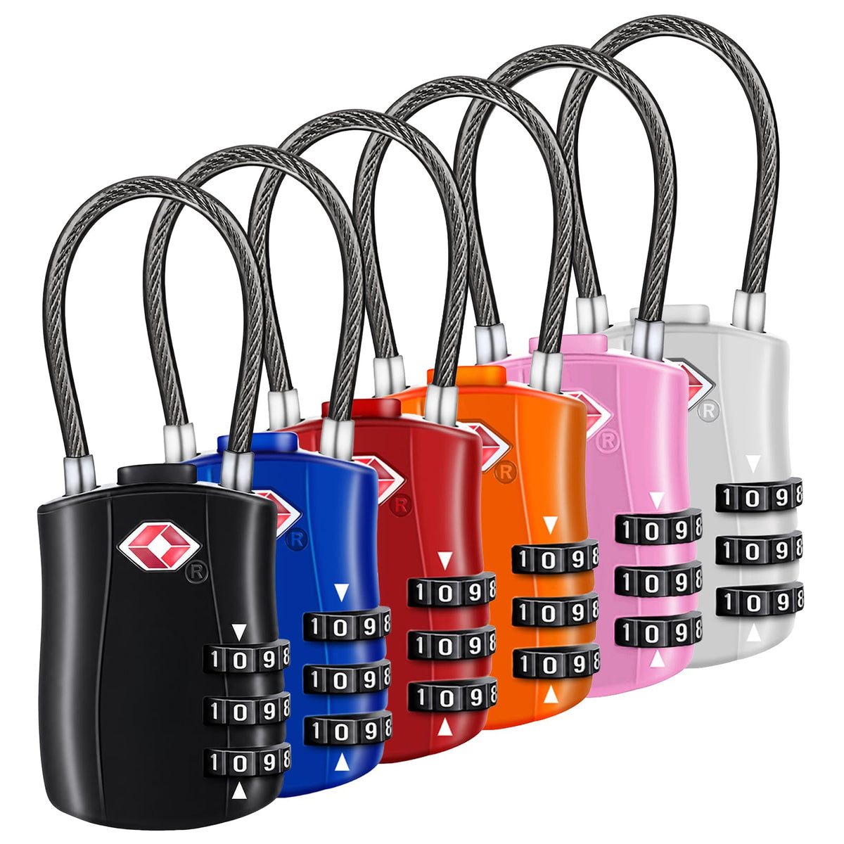 Diyife TSA Approved Luggage Locks with Flexible Steel Cable, Easy to Set up