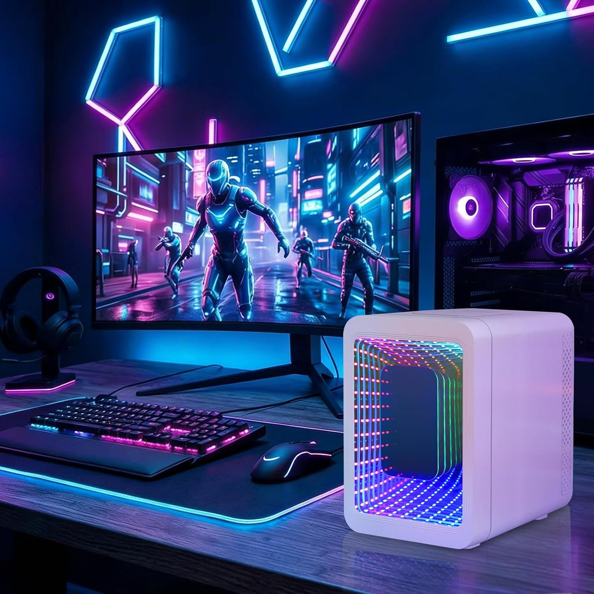 4 Liter Mini Fridge with RGB LED Mirror, AC/DC Skincare Fridge