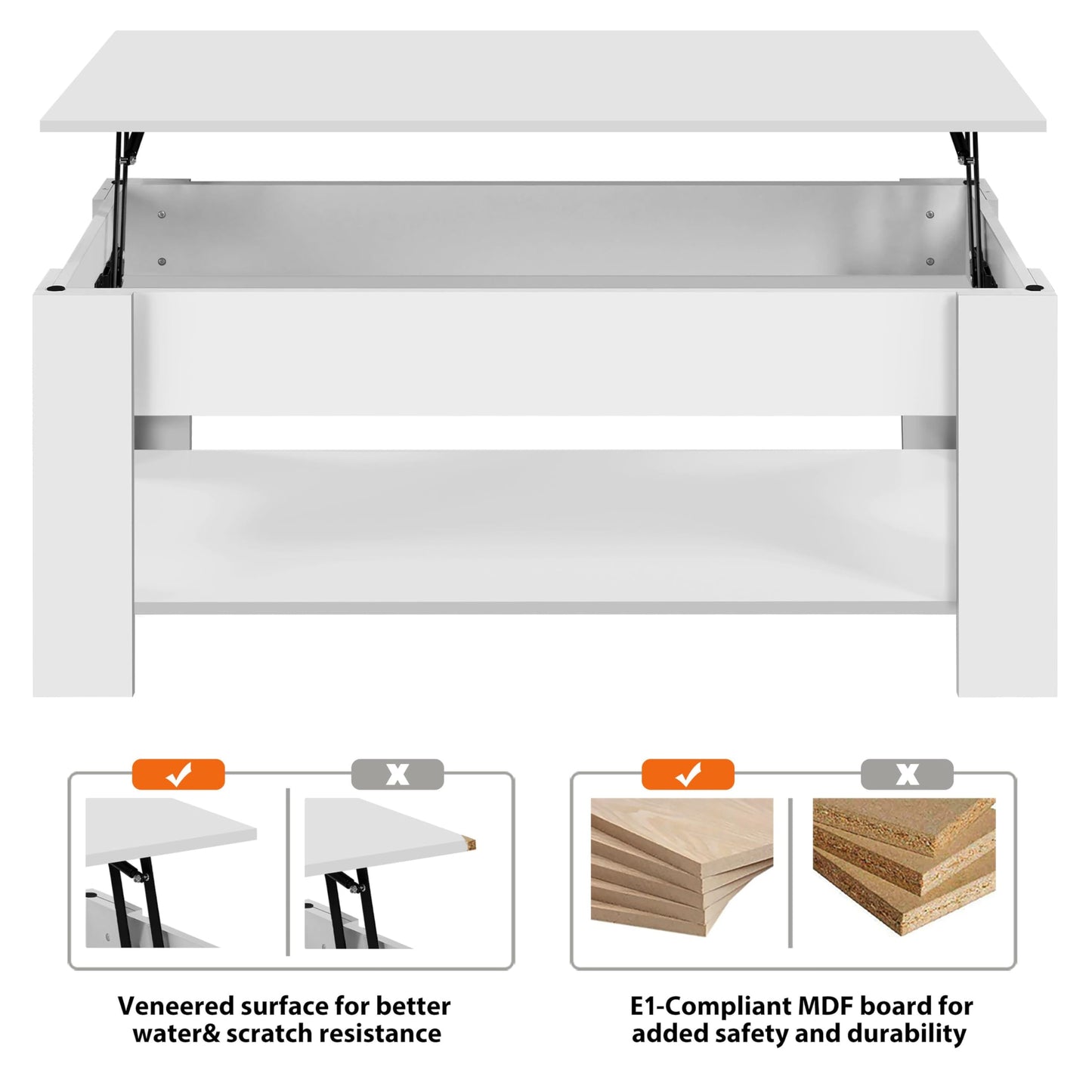 Yaheetech Lift Up Coffee Table, Wooden Lifting Coffee Table with Hidden Storage Drawer and Open Shelf, Space-saving Tea Tables for Living Room/Reception, Espresso