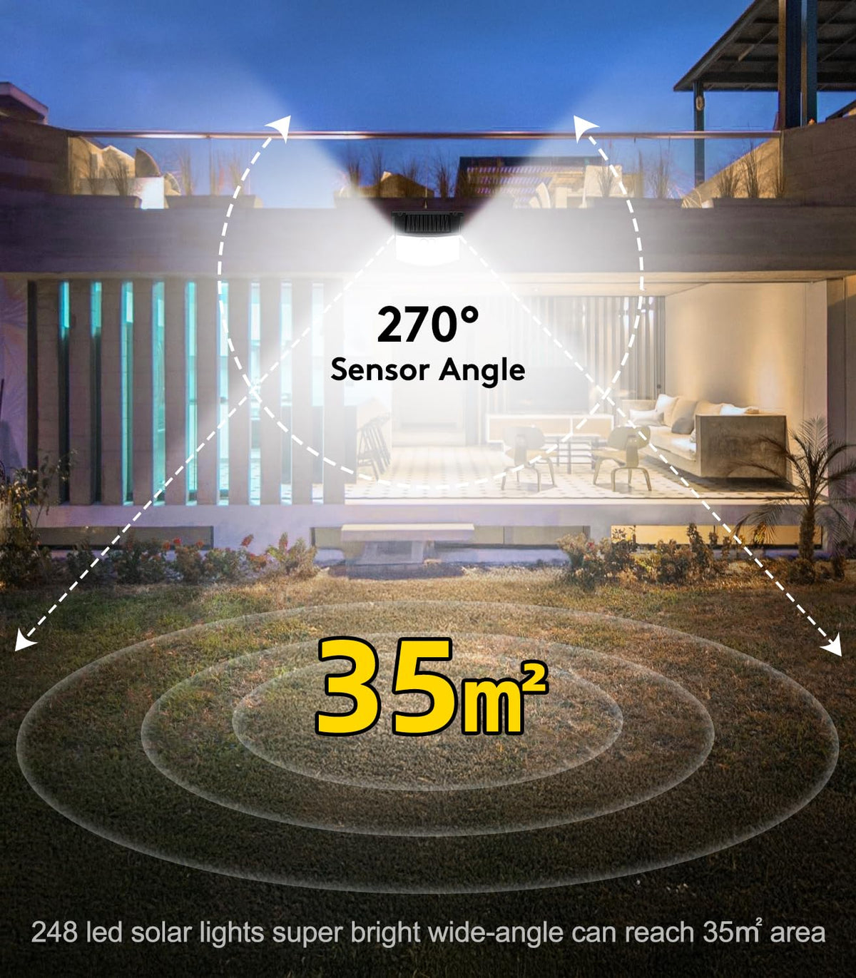 Solar Lights Outdoor Garden 6 Pack 248 LED Solar Security Light 3 Motion Sensor Modes and 270 Wide Angle Lighting IP65 Waterproof Outside Solar Powered Wall Lights for Fence Front Door Yard Garage