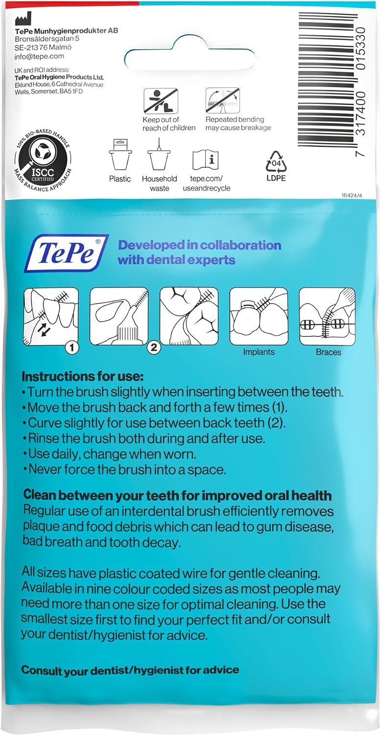 TePe Interdental Brush, Original, Red, 0.5mm/ISO 2, 8pcs