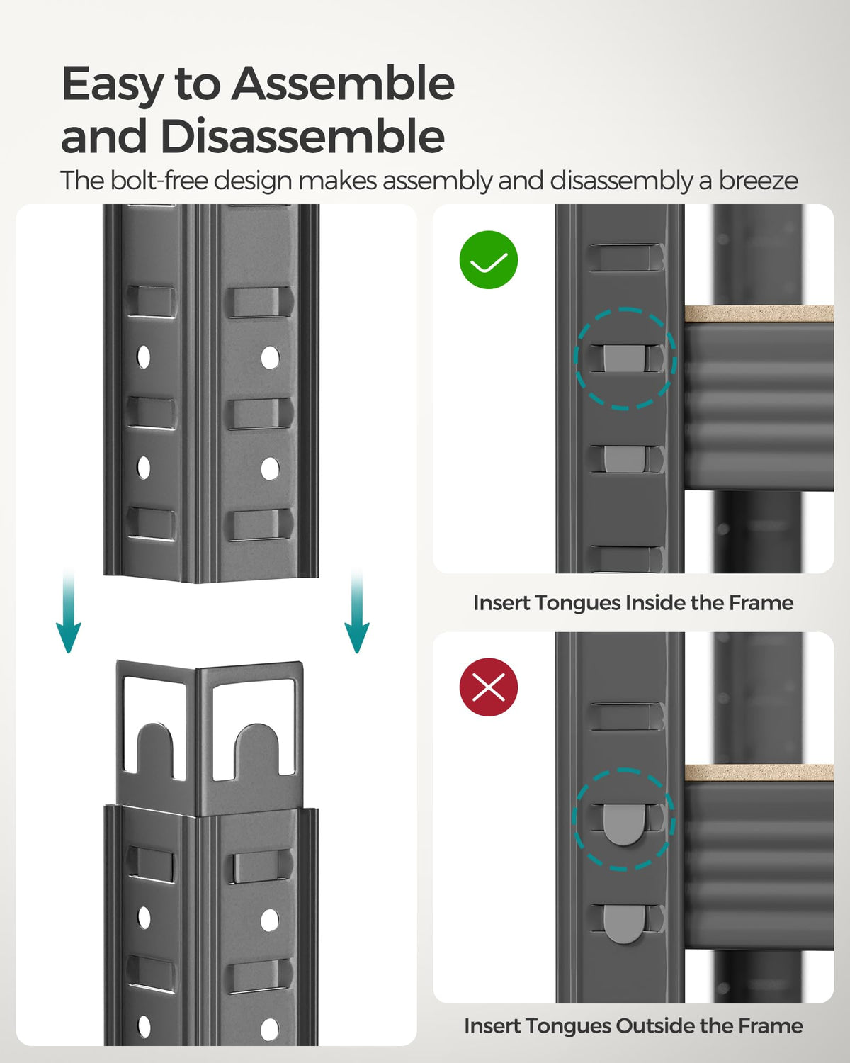 SONGMICS 5-Tier Heavy-Duty Shelving Units, Set of 2, Boltless Assembly