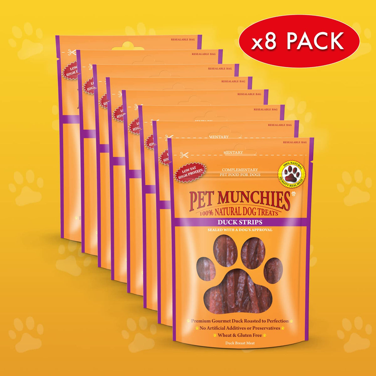 Pet Munchies Venison Strips Dog Treats, Premium Wheat Free Dog Chews with Natural Real Meat, Low in Fat and High in Protein 75g (Pack of 8)