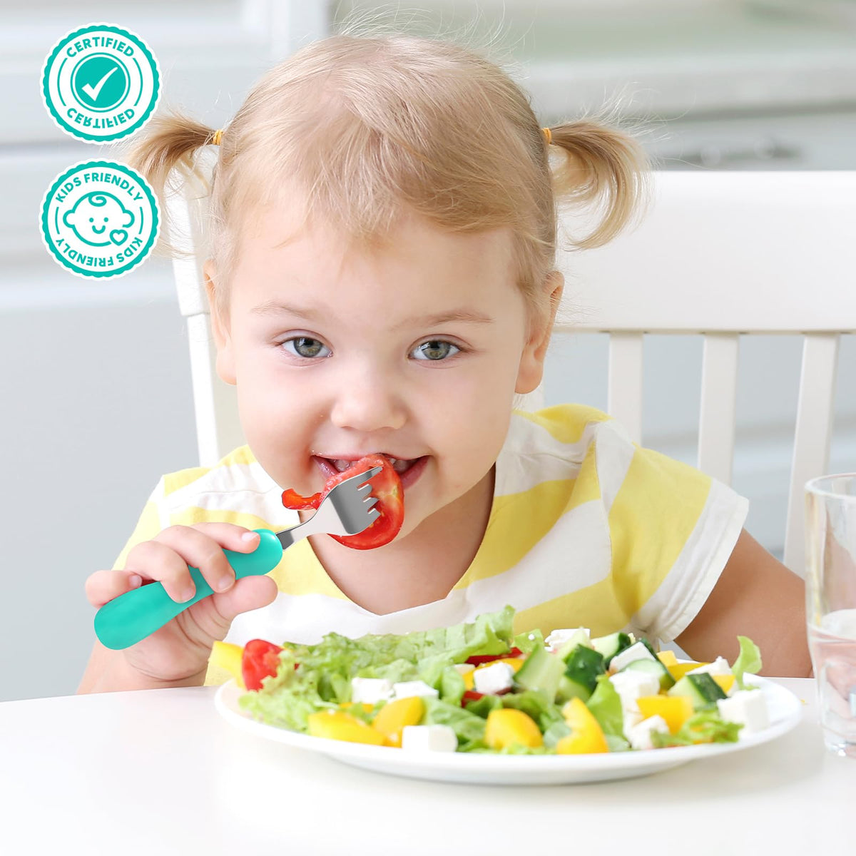 Lehoo Castle Stainless Steel Toddler Cutlery Set, 6-Piece Dinosaur Design