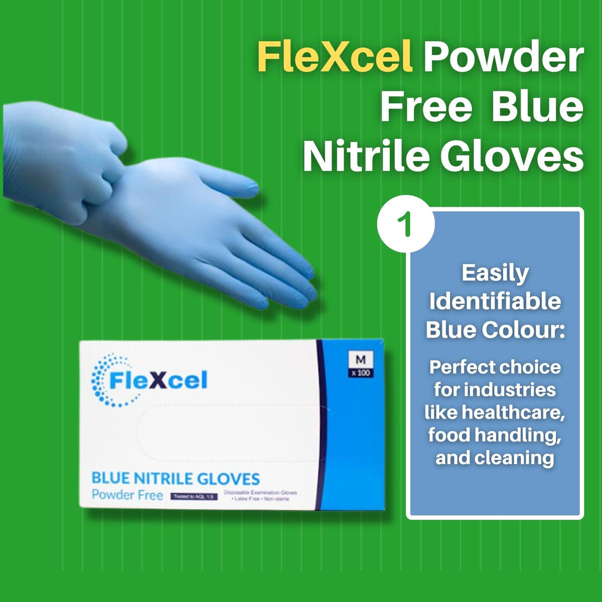 Powder Free Nitrile Gloves - Medical-Grade, Latex-Free, Food Safe (Box of 100)