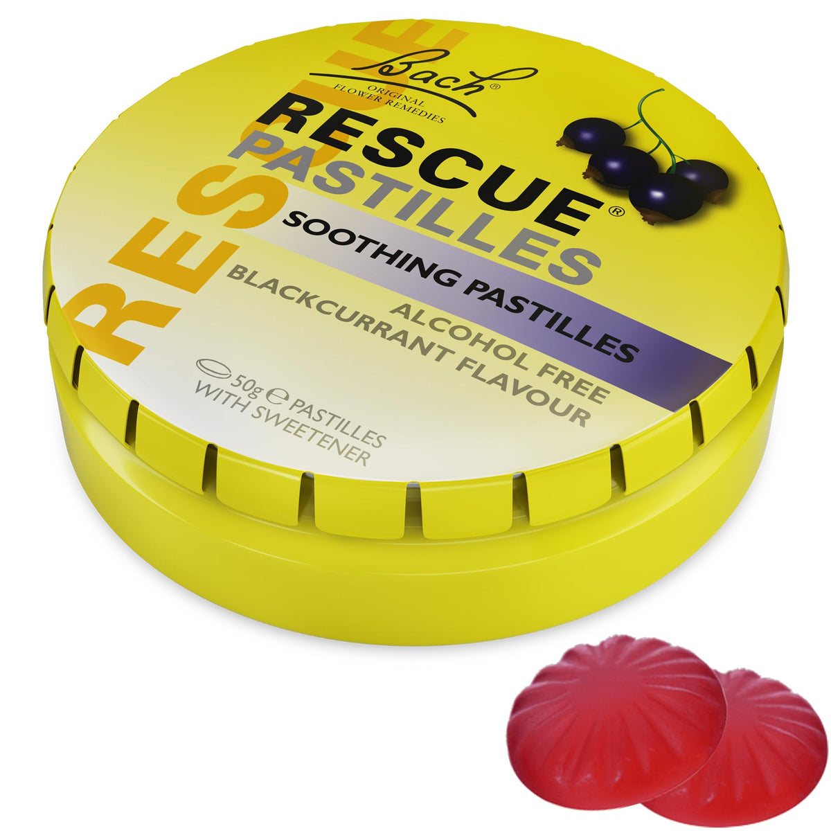Rescue Remedy Pastilles | Orange & Elderflower Flavoured | Daily Support for Stressful Moments | Bach Original Flower Essences | Chewable Pastilles | 50g Travel Tin