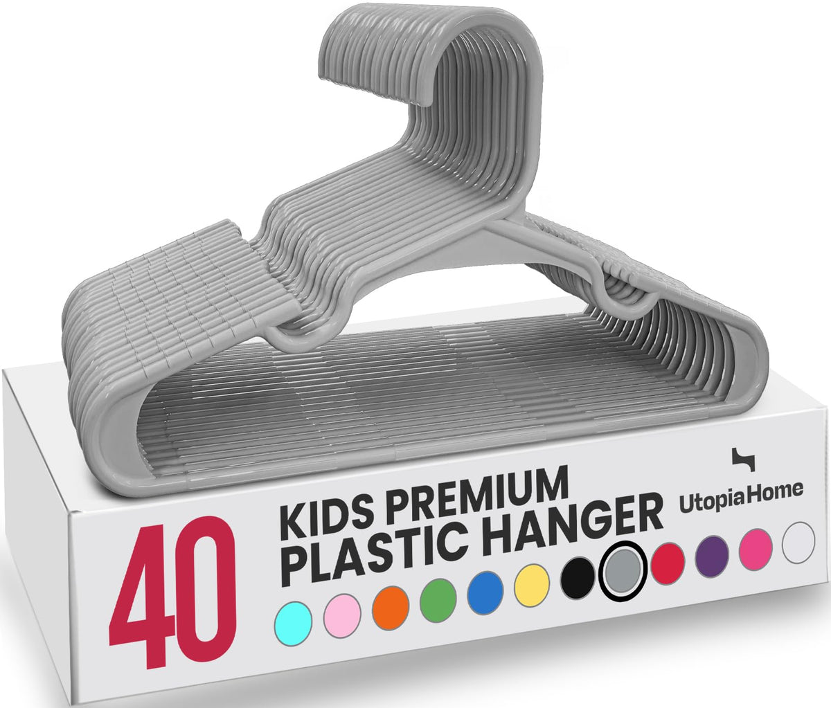 Utopia Home 20pcs Kids Hangers - 28cm Plastic Baby Hangers for Closet - Kids Hanger for Clothes and Baby Hanger for Closet - for Daily Standard Use (Grey)