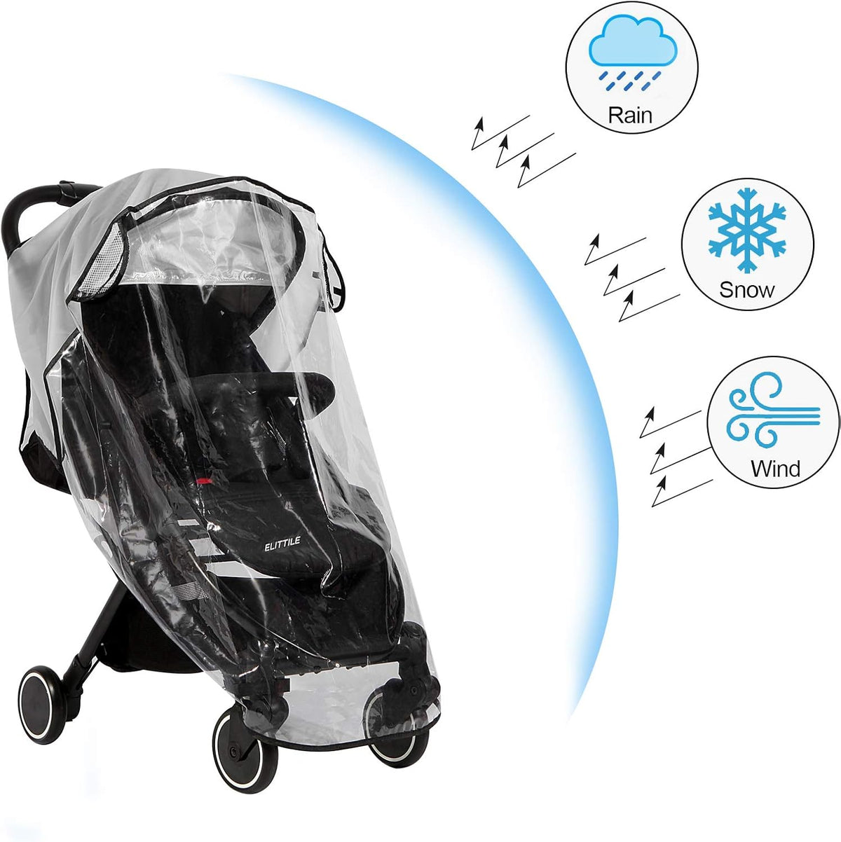Universal Rain Cover for Pushchair, Waterproof Stroller Rain Cover