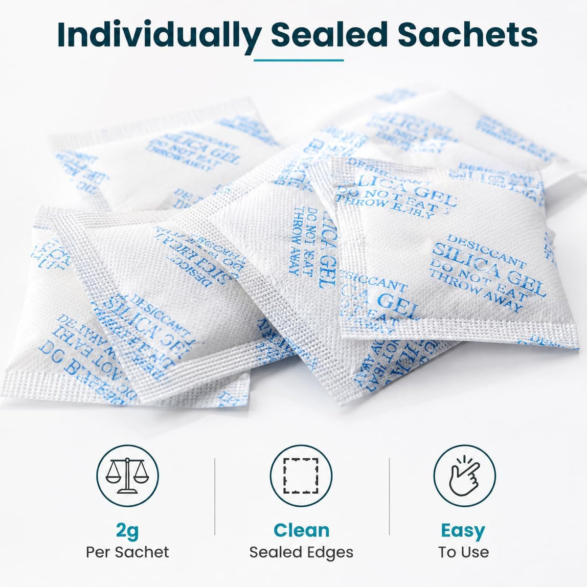 60 Pack 2g Silica Gel Moisture Absorber Desiccant Sachets