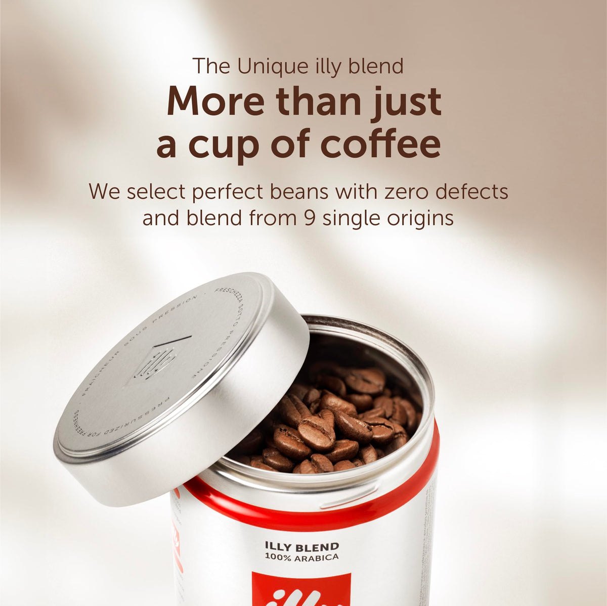 illy Classico Coffee Beans, 100% Arabica Blend, Medium Roast, Intensity 5/9, Smooth & Balanced with Caramel & Floral Notes, Suitable for Bean to Cup & Fresh Grinding, 250g