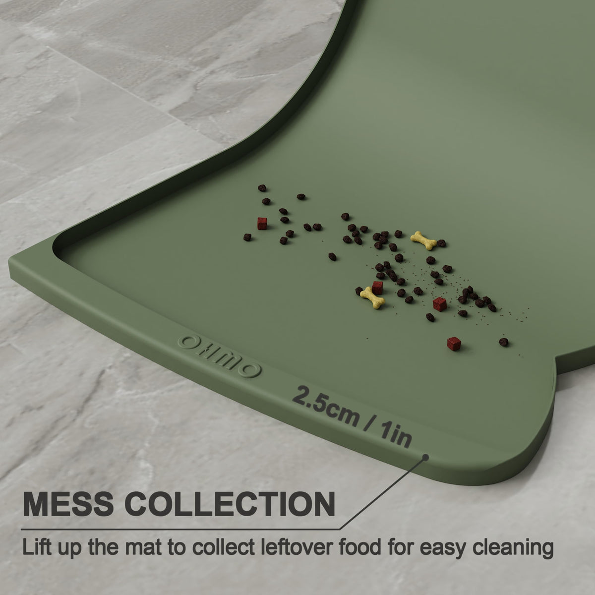 OHMO Silicone Cat Food Mat for Food&Water Bowls, 46x25cm, Camo Green