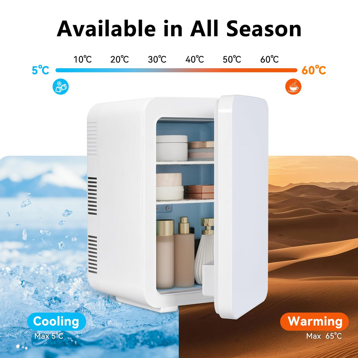 ARTETHYS Mini Fridge for Bedrooms, 10L Small Portable Car Fridges