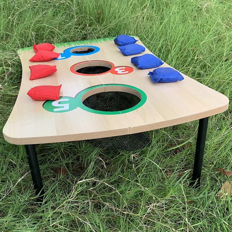 Unibos Bean Bag Toss Game for Kids – Wooden Cornhole Set with 6 Bean Bags – Indoor & Outdoor Garden Party Game – Foldable Carnival Throwing Game for Birthday Parties, Family Fun & BBQs