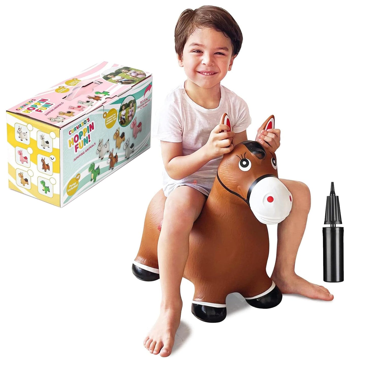 Green Dino Animal Bouncy Jump Space Hopper Inflatable Ride On Kids Children's Fun Toy Gift For Boys Girls Indoors Outdoors Pump Included PA7041