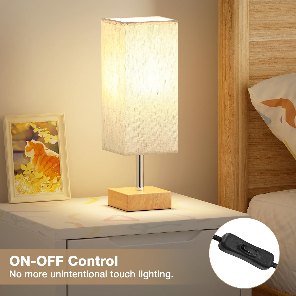 Aooshine Bedside Lamps, 3000K Warm Table Lamp for Bedroom Living Room