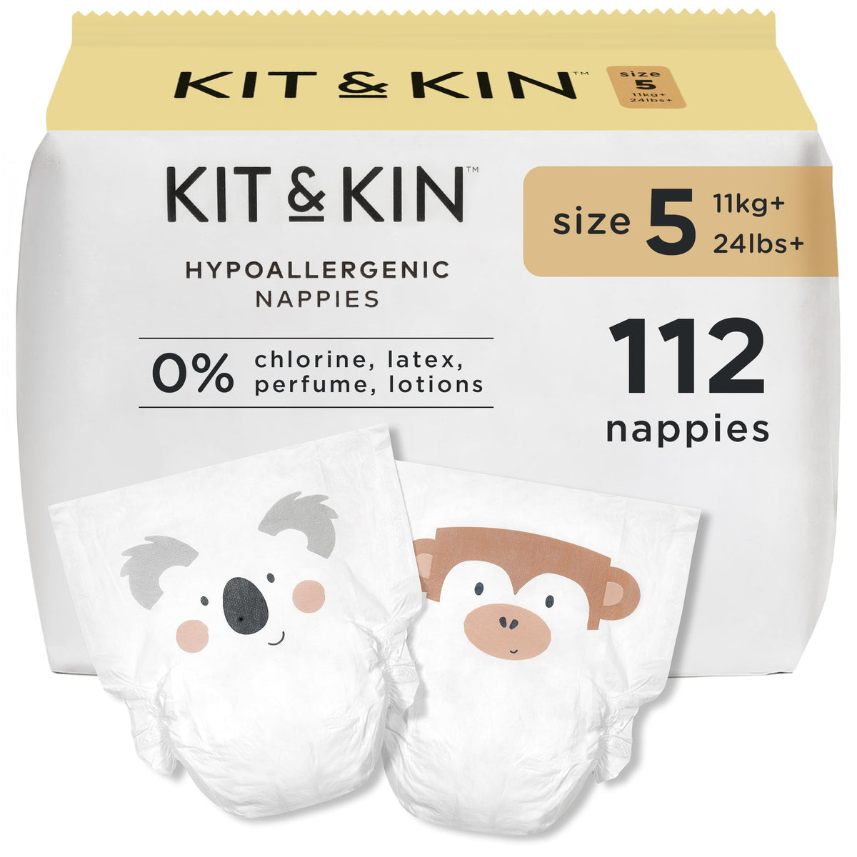 Kit & Kin Premium Baby Nappies Size 4 | 9-14 kgs / 20-31 lbs | Pack of 256 Nappies | Plant-Based Materials On Baby's Skin | Hypoallergenic | Superior up to 12 Hour Leak Protection