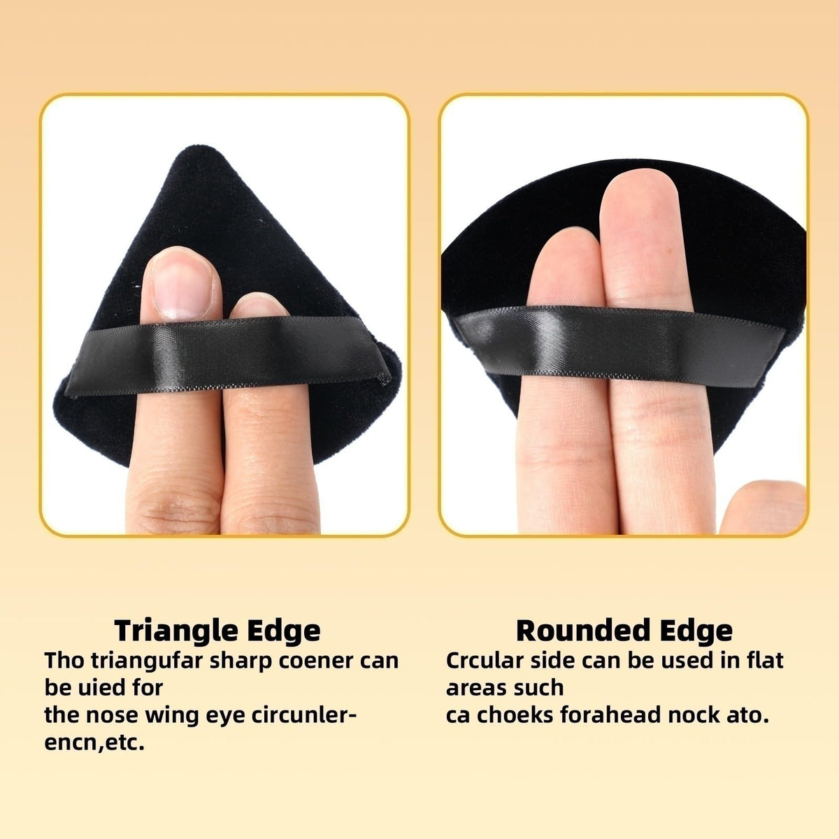 ZHIYE 4pcs Triangle Powder Puffs, Reusable Face Makeup Puff, Multifunctional Facial Makeup Tool Wet, Dry Dual-Use Makeup Sponge for BB CC Cream Liquid Foundation(BLack)