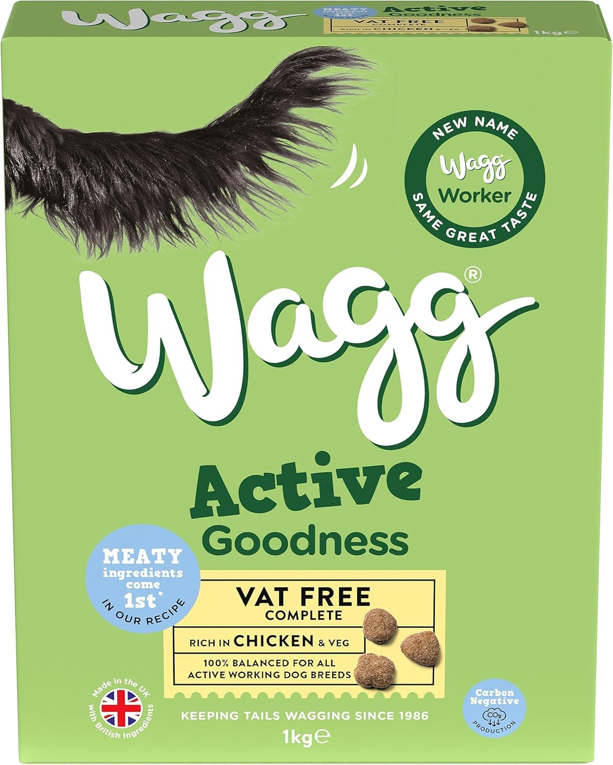 Wagg Active Goodness Complete Dry Adult Dog Food Beef & Veg 12kg - For All Active Working Dog Breeds