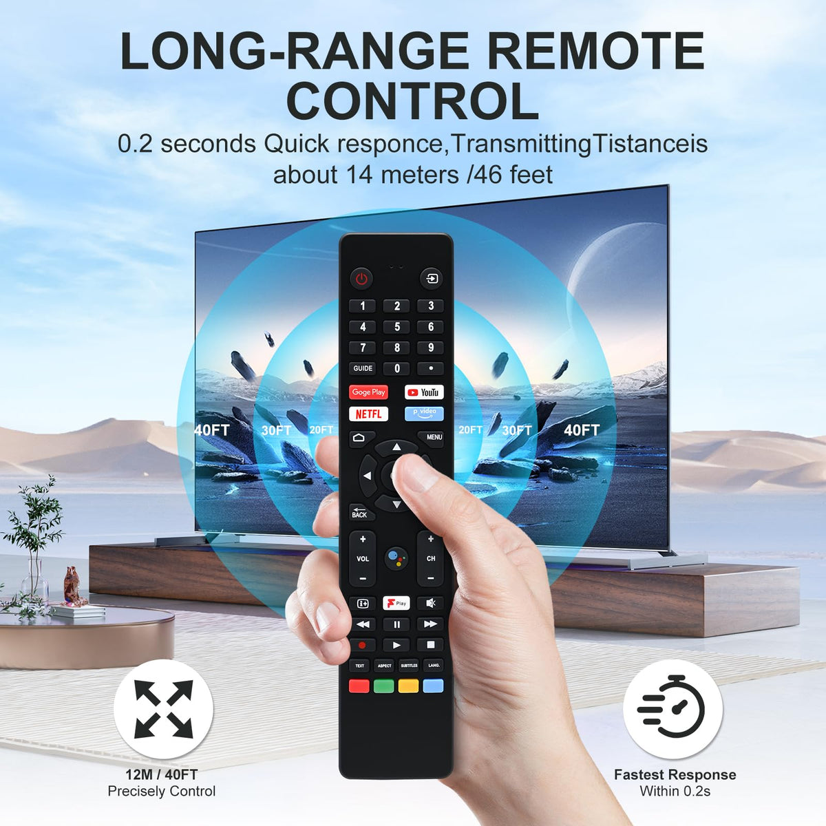 Replacement Hisense TV Remote Control for Hisense VIDAA 4K UHD FHD QLED LED LCD HDTV Smart TV Remote Replacement with 12 Shortcut Buttons, No Setup Required