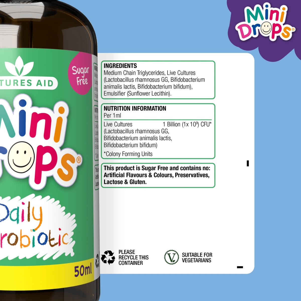Natures Aid Mini Drops Multi-Vitamin for Babies, Kids & Children 50ml