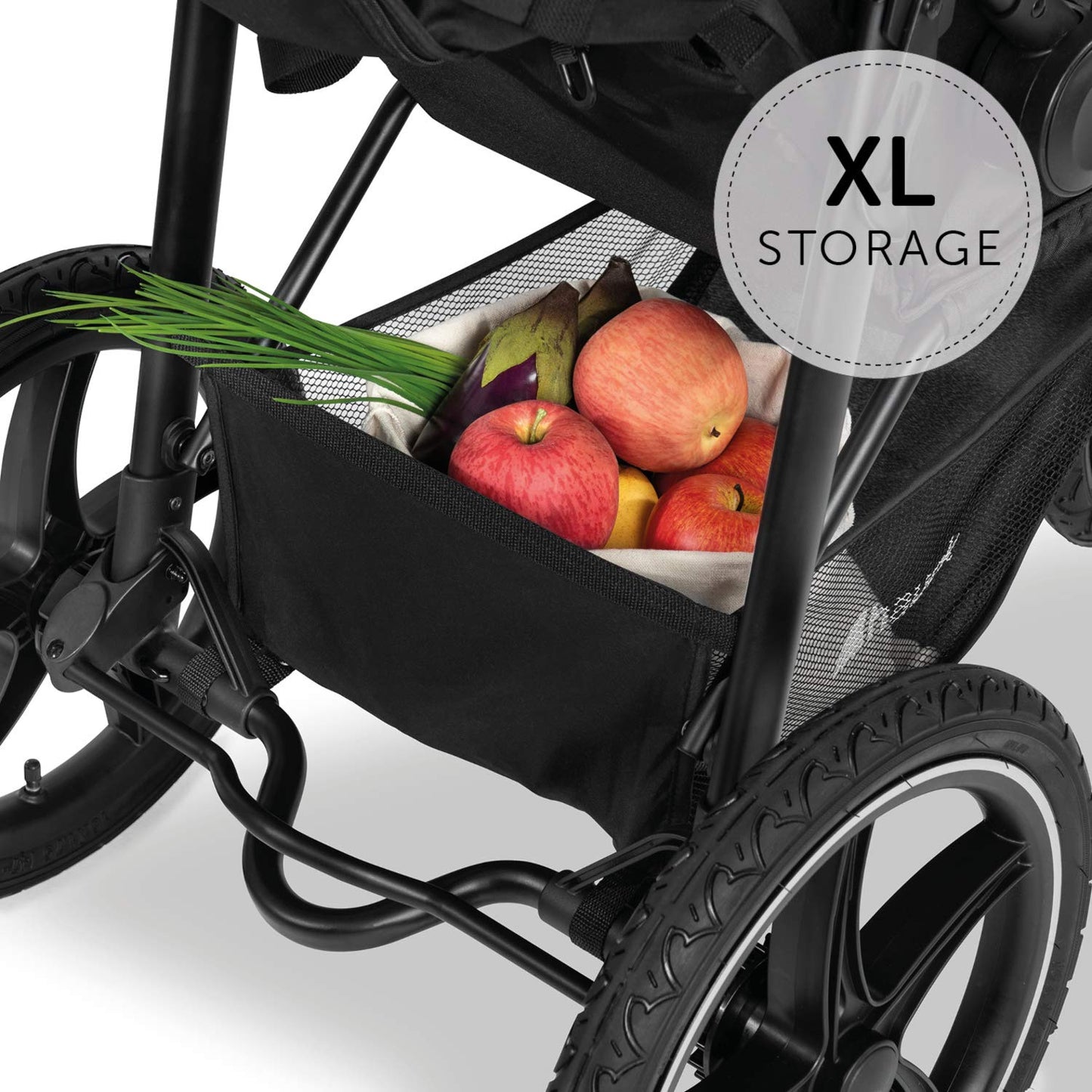 hauck Runner 3, Olive Heavy Duty All-Terrain Stroller with Handbrake, XL Sunshade, Cup Holder, Rain Cover, XL Air Wheels, Reclining Backrest from Birth to 22kg, Handle