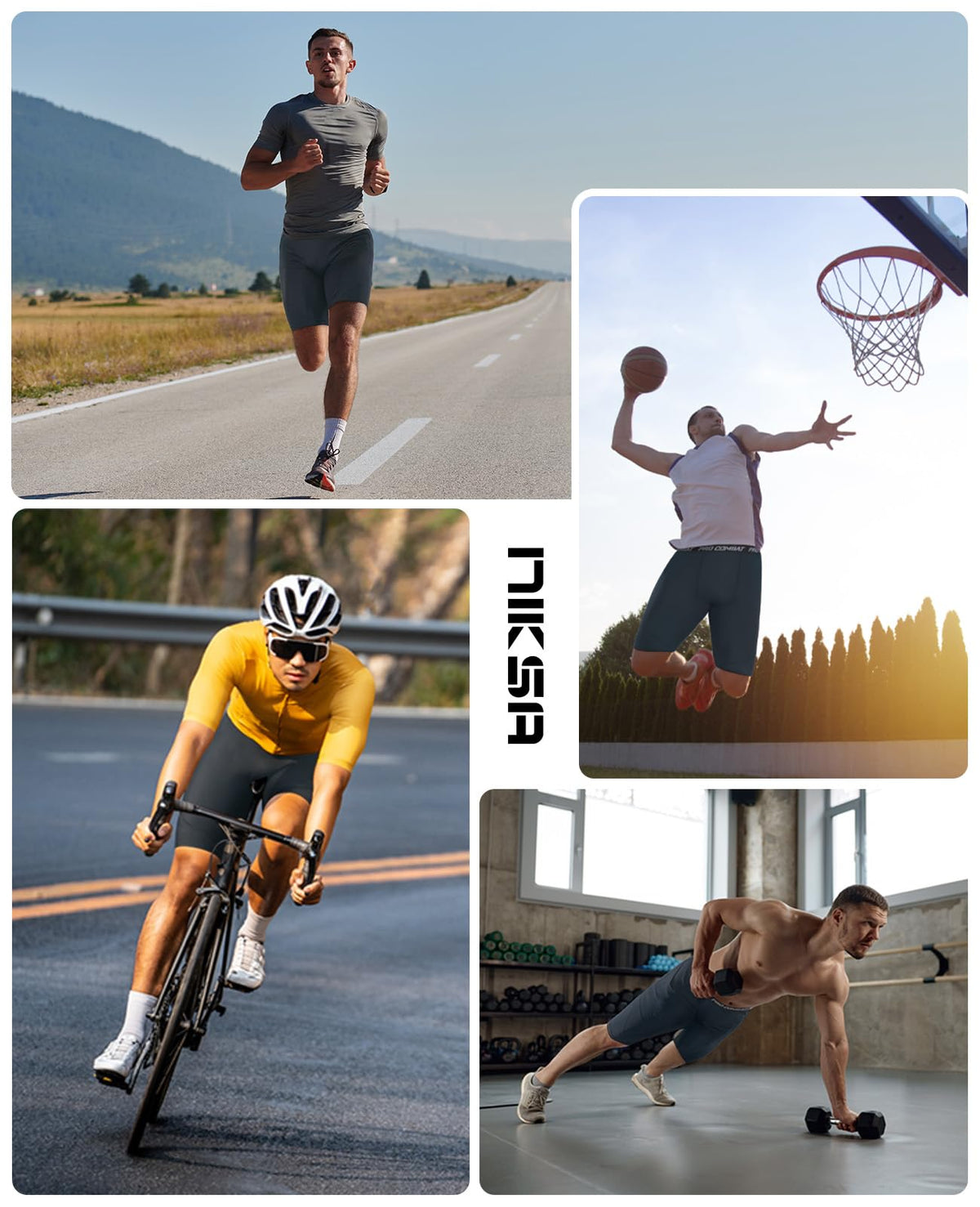 Niksa Compression Shorts Men, 1 Pack or 3 Packs Gym Running Shorts with Pockets Sports Anti Chafing Underwear Base Layer Shorts Quick-Drying Fabric Undershorts Men’s Workout Shorts