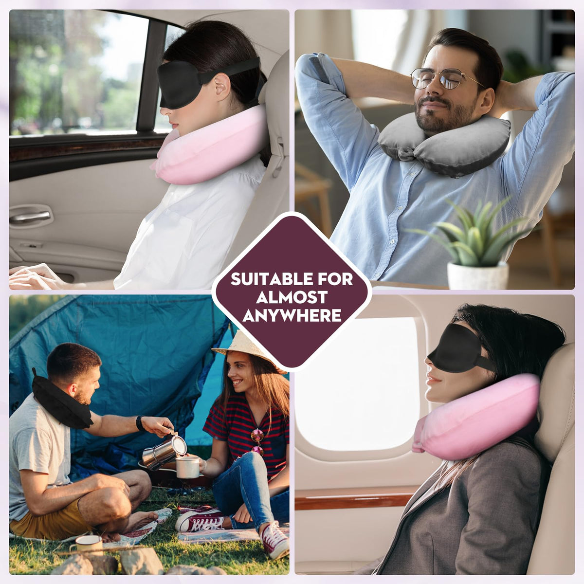 Cirorld Inflatable Travel Pillow, Blow up Neck Pillow for Travel, Lightweight Inflatable Travel Pillow for Airplane with Eye Mask and Earplugs—Travel Essentials for Flying, Grey