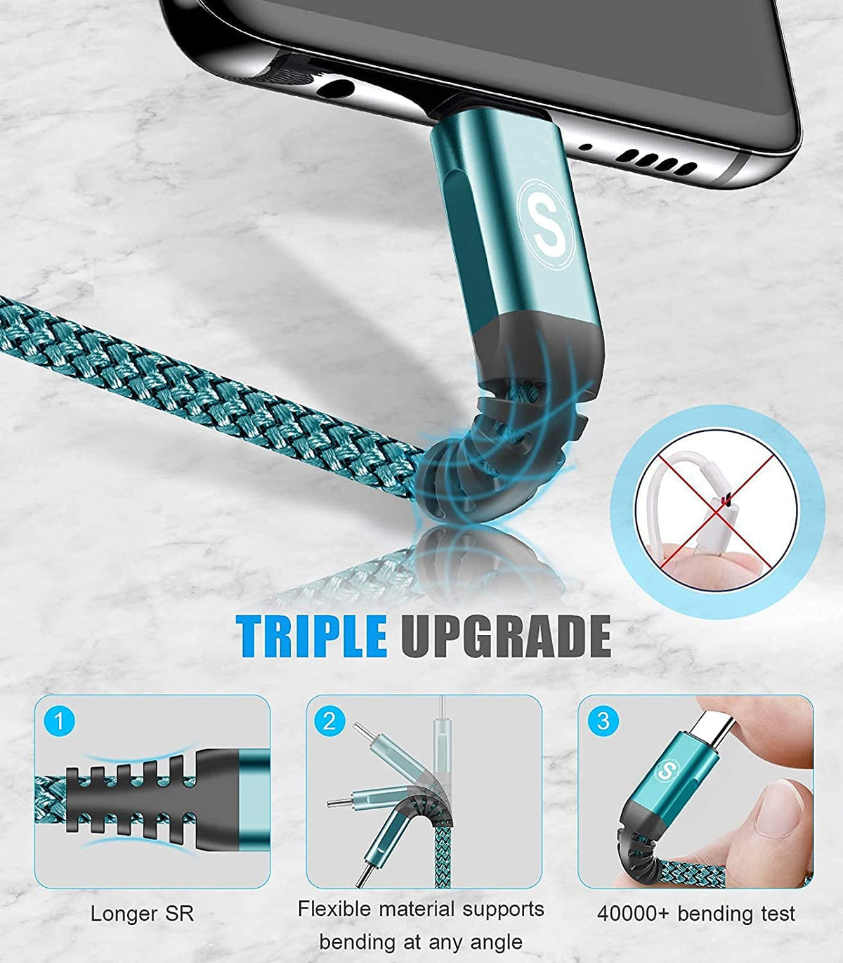 2-Pack 2M USB C Cable 3.1A Fast Car Charger Cable Compatible for iPhone 17 air 16 15 Plus Pro Max, Samsung Flip/Fold 7 6 5 4 3 S26 S25 S24 S10 S20 S21 S22 S23 A16/15/14/13/12 A35/A34 A56/55/54, Pixel