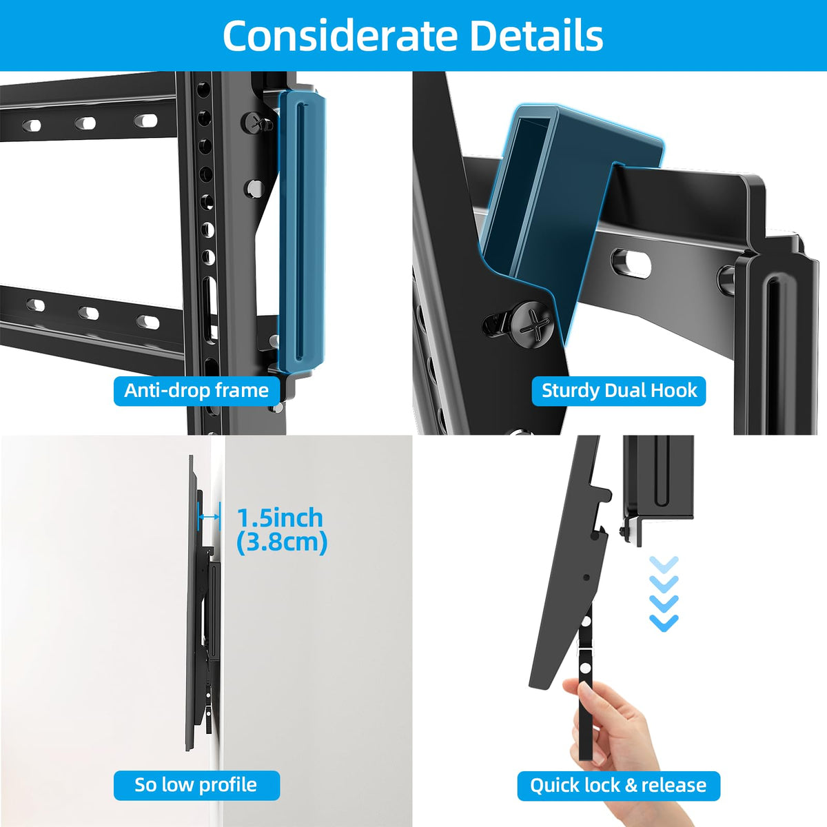 HOME VISION Heavy Duty Fixed TV Wall Bracket for 32-86 Inch Flat Screens