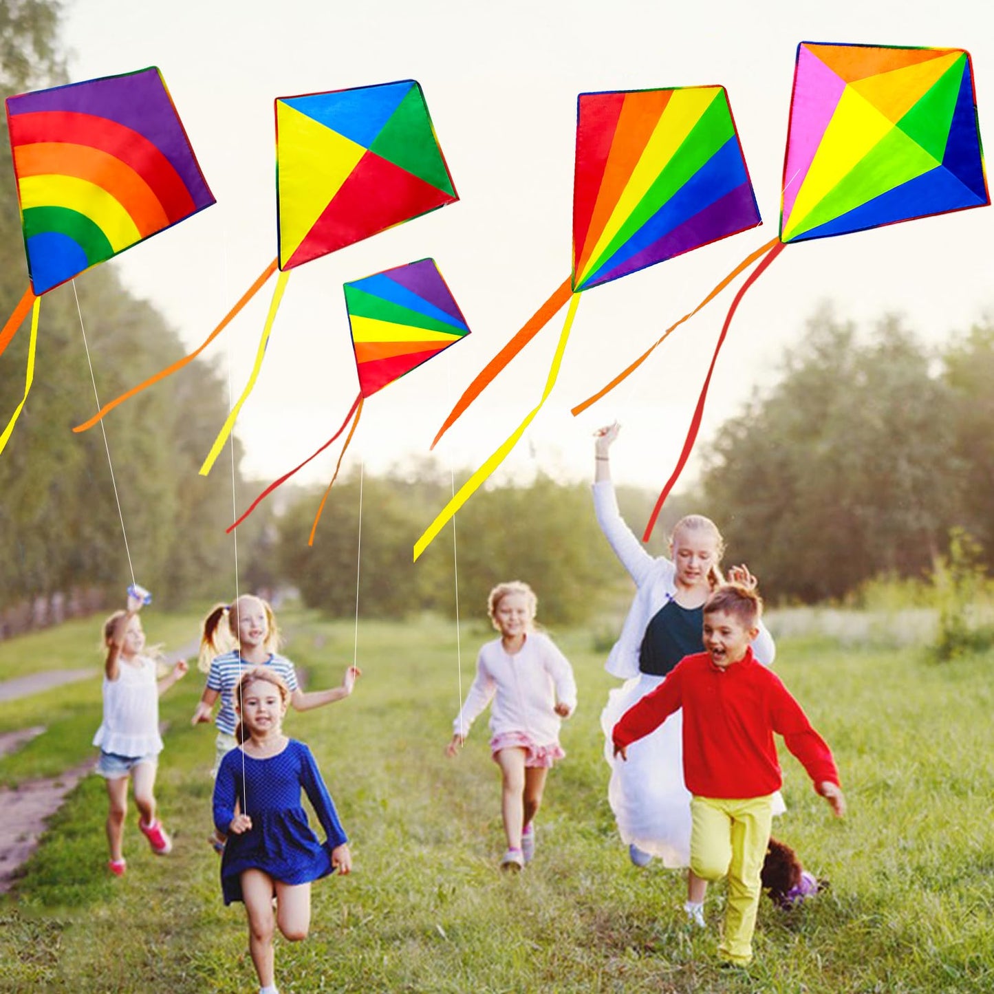 Kites for Kids & Adults, Rainbow Kite Delta Kites for Kids Age 4-8 8-12, Easy to Fly for Beginners,