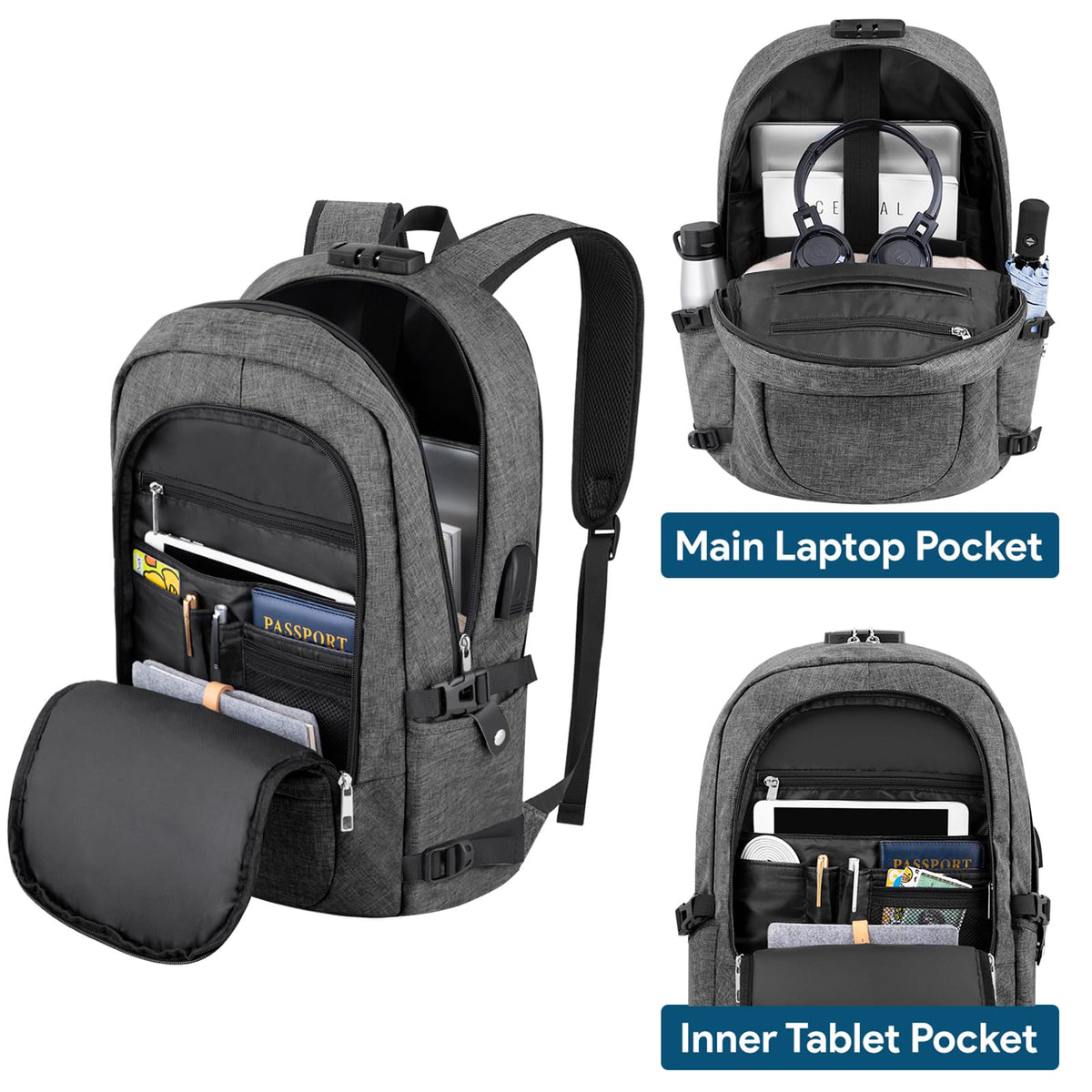 VSNOON Anti-Theft Laptop Backpack, 15.6-17.3 inch Business Laptop Bag