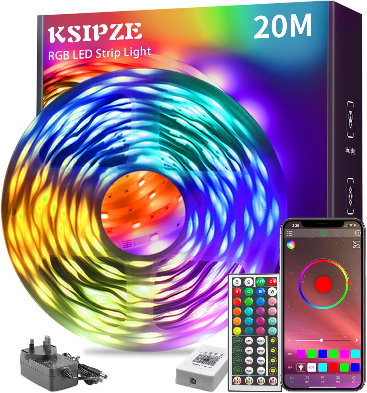 KSIPZE 20m LED Strip Lights, RGB LED Lights for Bedroom, APP Remote Control