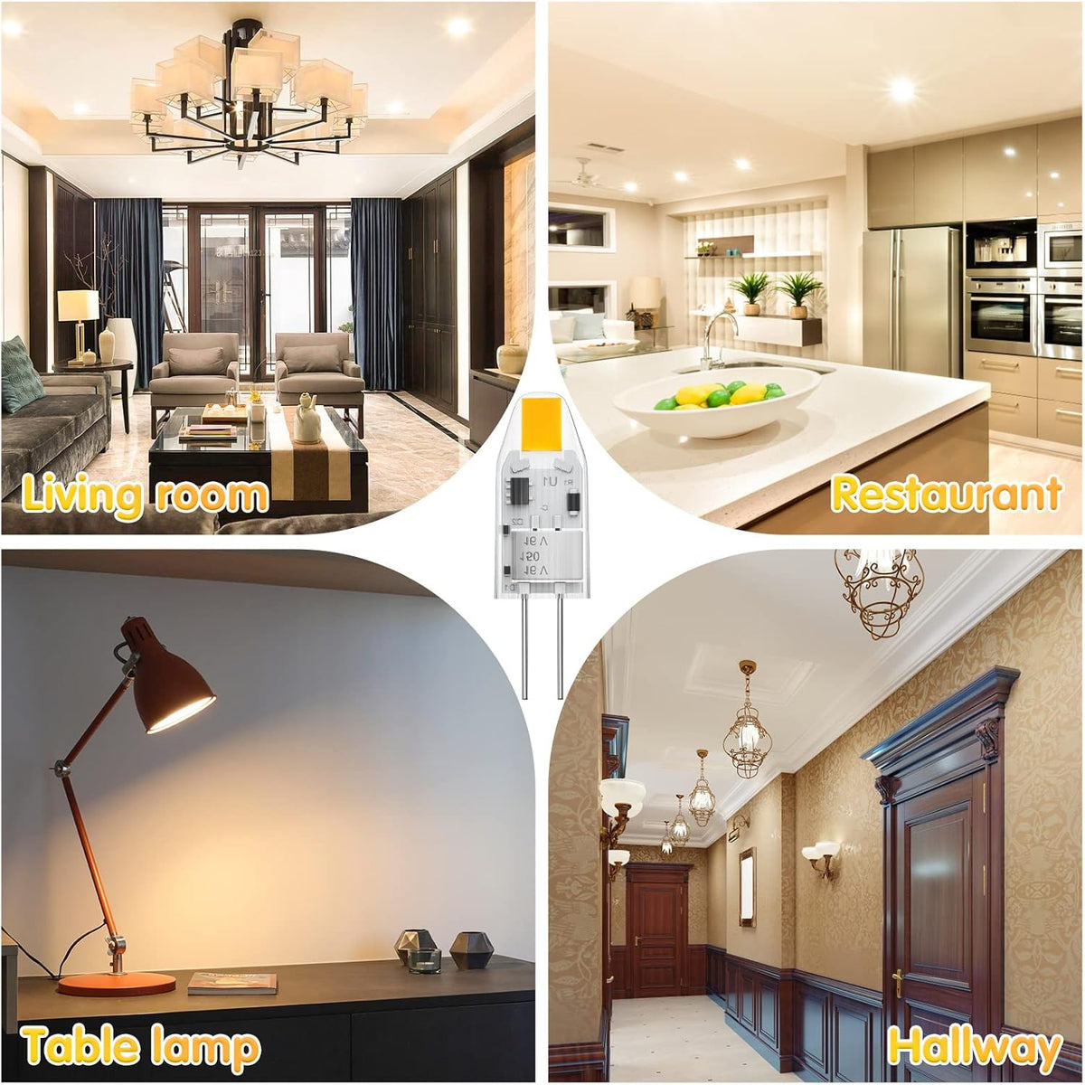 2W G4 LED Bulbs Warm White 3000K, Replacement 20W Halogen Bulb, Non Flicker AC/DC 12V Energy Saving G4 LED Capsule Light Bulbs, Non-Dimmable, 10 Pack