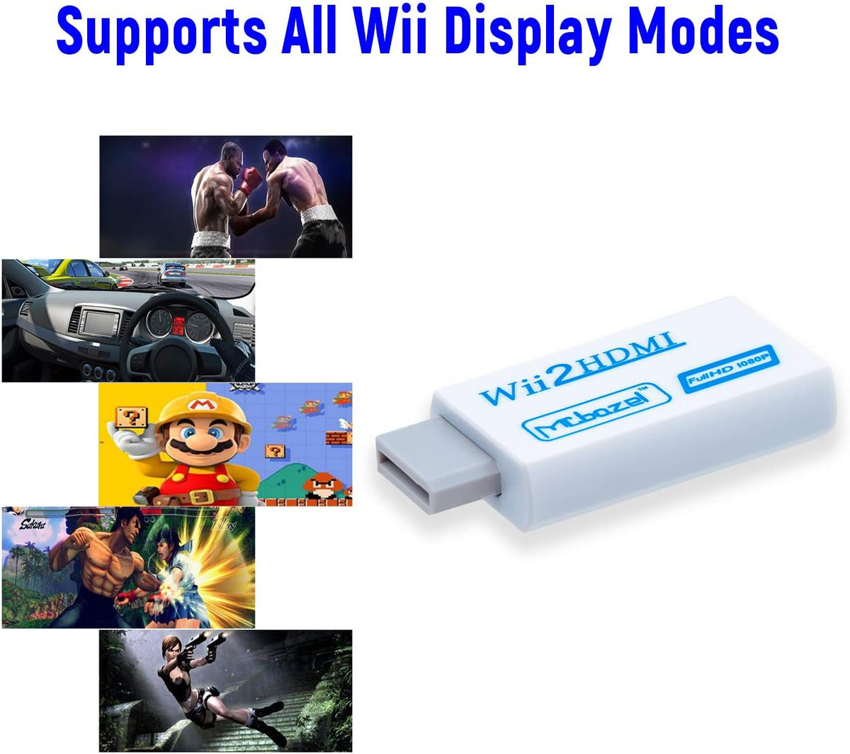 Mcbazel Wii to HDMI Adapter, Wii HDMI Converter, Full HD 1080P Video Adapter Converter With 3.5mm Audio Video Output Jack Compatible for All Wii Display Modes