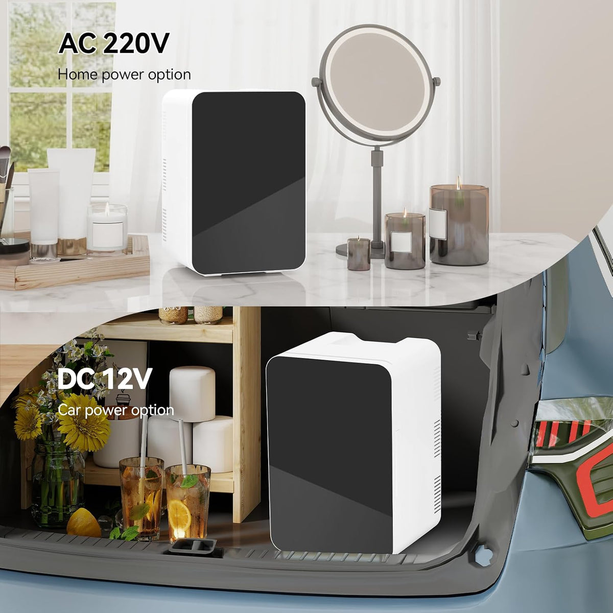 ARTETHYS Mini Fridge for Bedrooms, 10L Small Portable Car Fridges