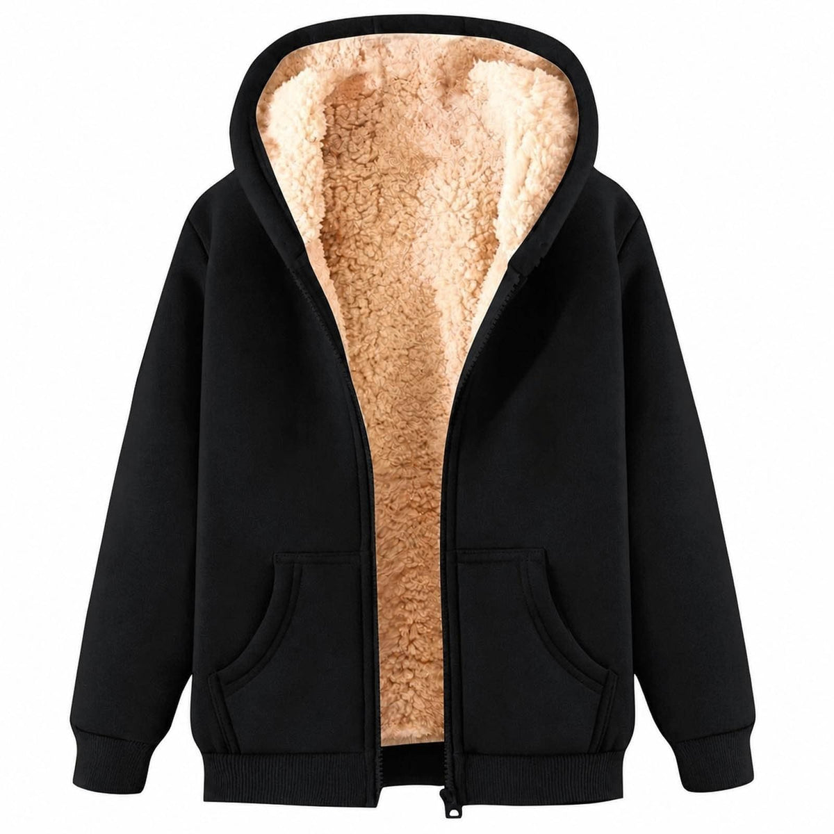 Womens Teddy Fleece Hoodies Sherpa Lined Fuzzy Jacket with Pockets Full Zip Hooded Sweatshirts Ladies Fall Winter Warm Jumper Coat Outwear Thermal Outfits Clothing