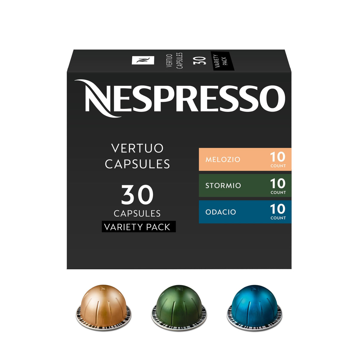 Nespresso Vertuo Coffee Pods Espresso Variety Pack - 30 Capsules (3 sleeves) Includes 10 Altissio, 10 Diavolto, 10 Voltesso Pods
