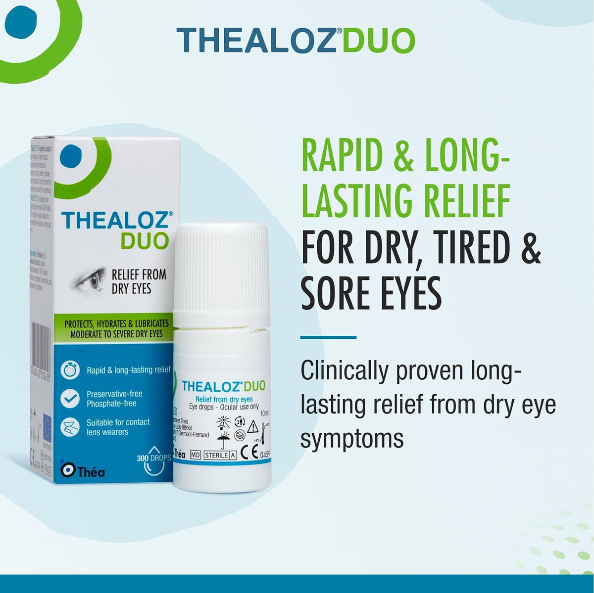 Thealoz Duo Dry Eye Drops, Preservative-Free Dry Eye Relief, 10ml