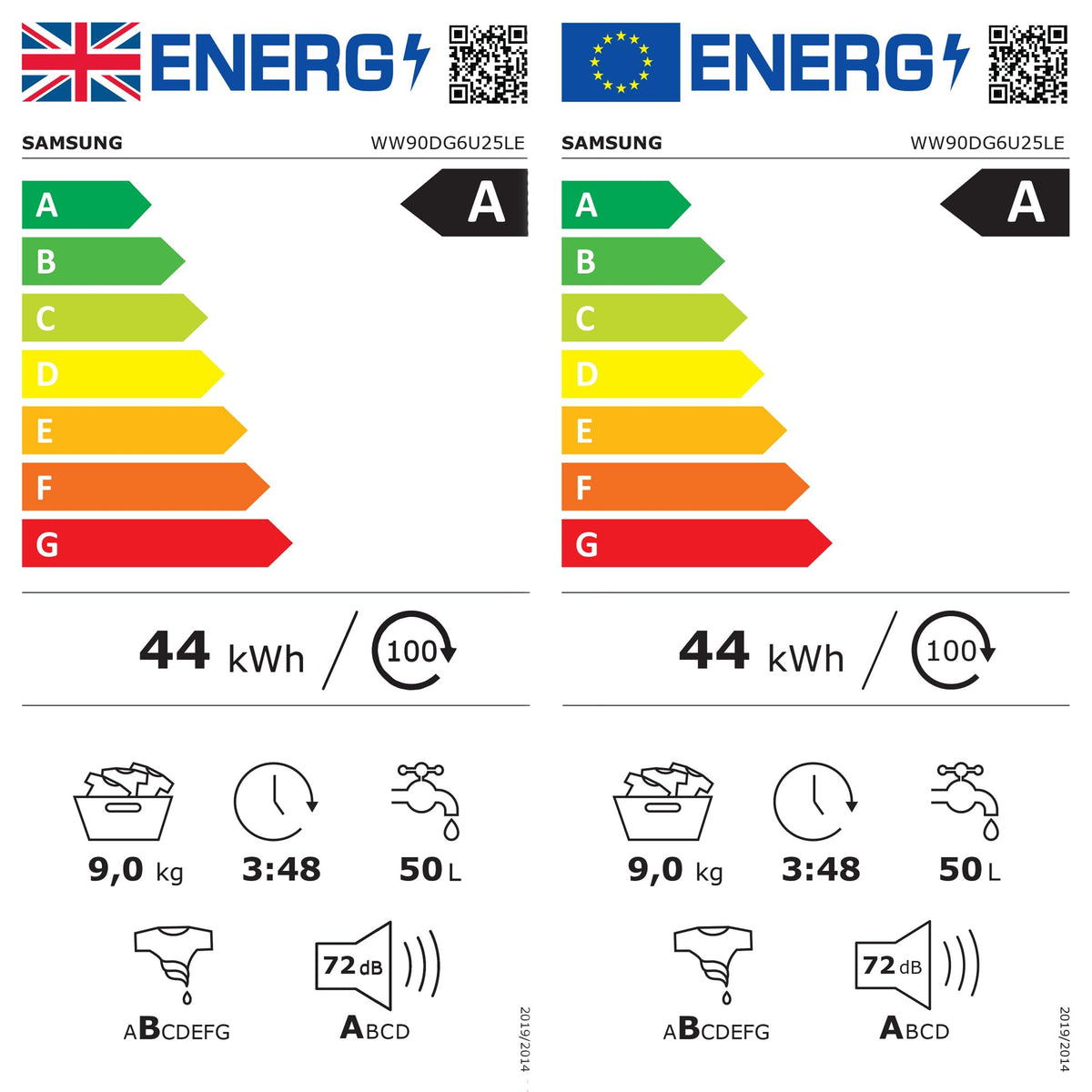 Samsung Series 6 AI Energy Washing Machine, 9kg, 1400rpm, Black, WW90DG6U25LBU1