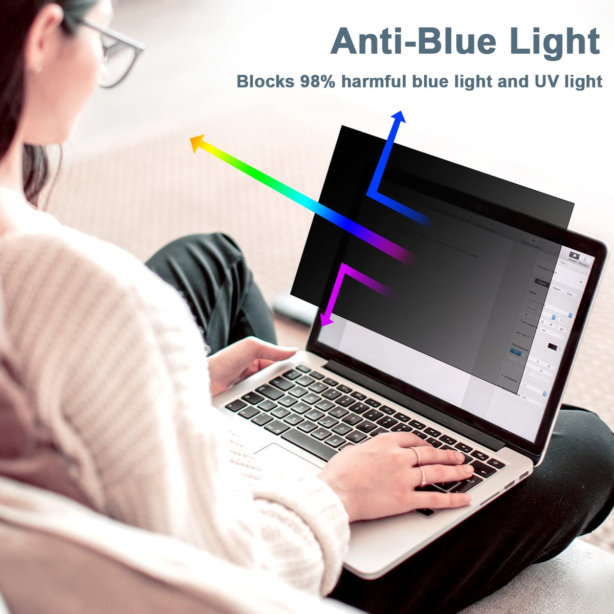 IPROKKO Laptop Privacy Screen 13.3 Inch 16:9 Anti-Blue Light Filter