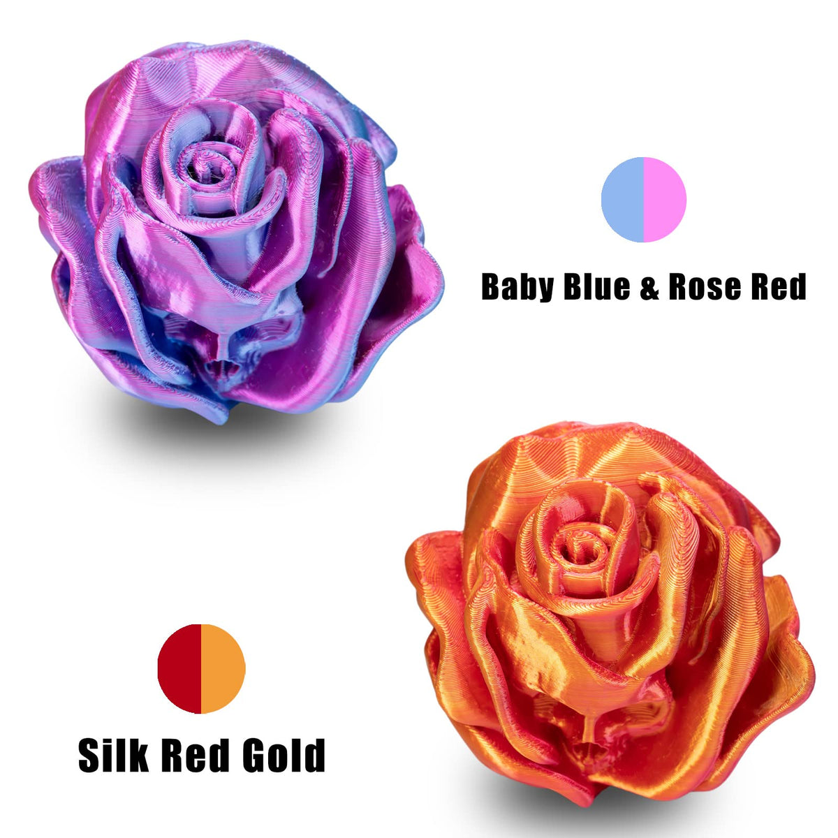Silk Tri Colour PLA Filament 1.75mm 1kg, Multicolor 3D Printer Filament, Filament 3D Printing Materials for Most FDM 3D Printer, Silk PLA Red Yellow Blue, Rainbow PLA Filament 1.75mm ± 0.02