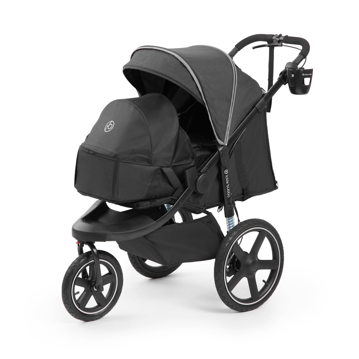 Ickle Bubba Venus Jogger Pro Max Stroller (Charcoal Grey) – All-Terrain 3-Wheel Pushchair from Birth to 22kg, Waterproof Hood & Footwarmer, Adjustable Handle, Cup Holder & Self-Locking Fold
