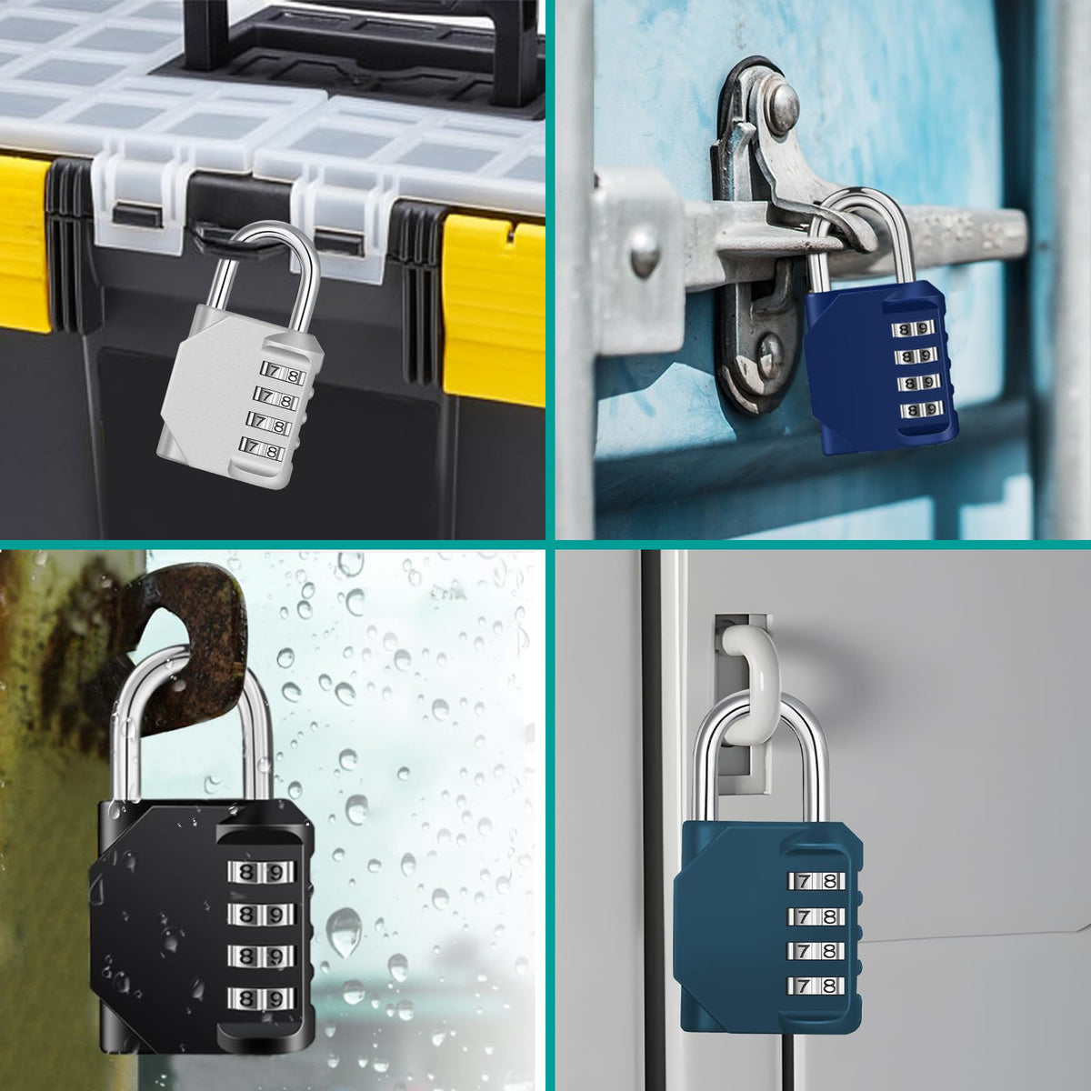 ZHEGE Combination Padlock, 4 Digit Coded Padlock (Sky Blue)