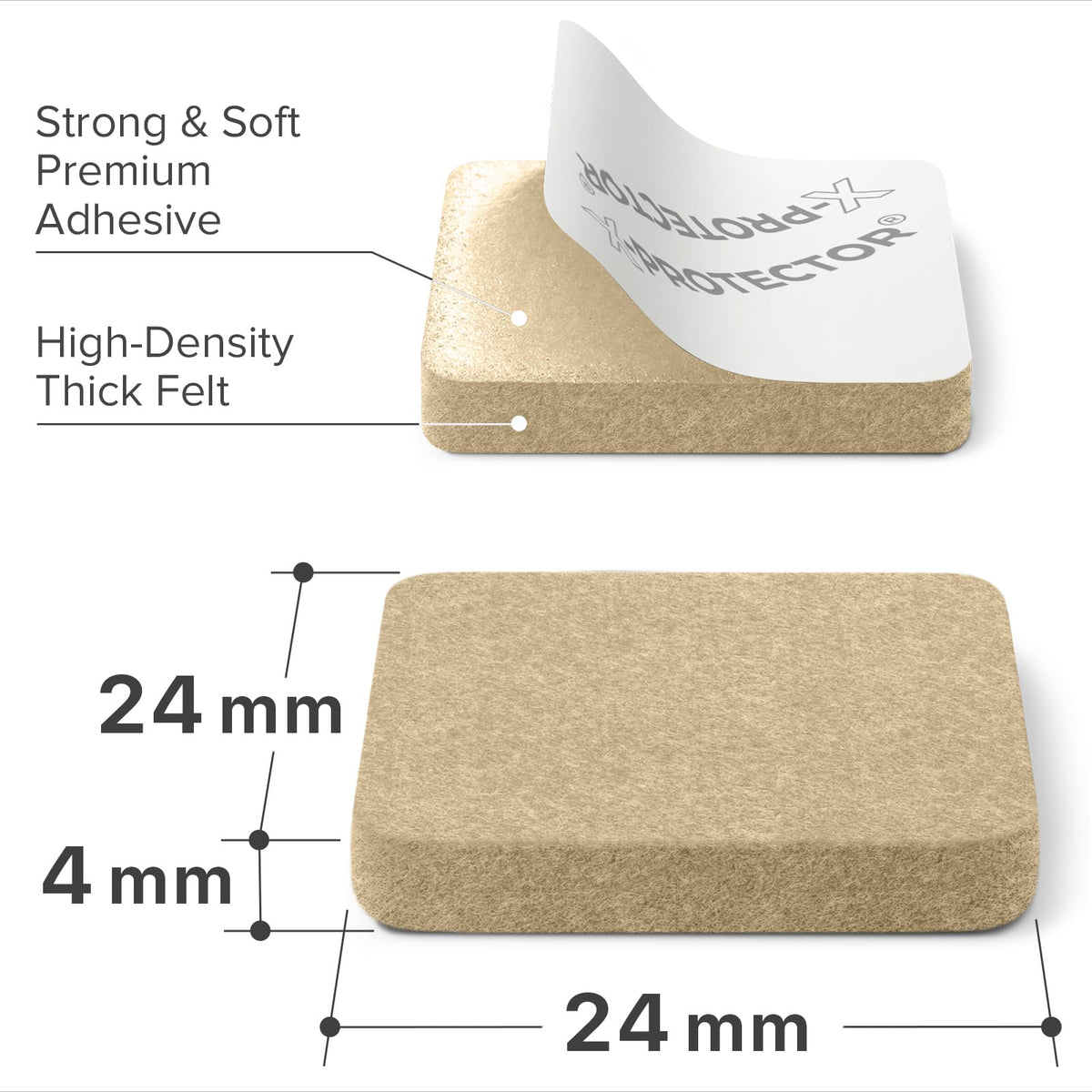 Chair Pads Floor Protectors X-PROTECTOR 48 PCS 25mm - Felt Furniture Pads