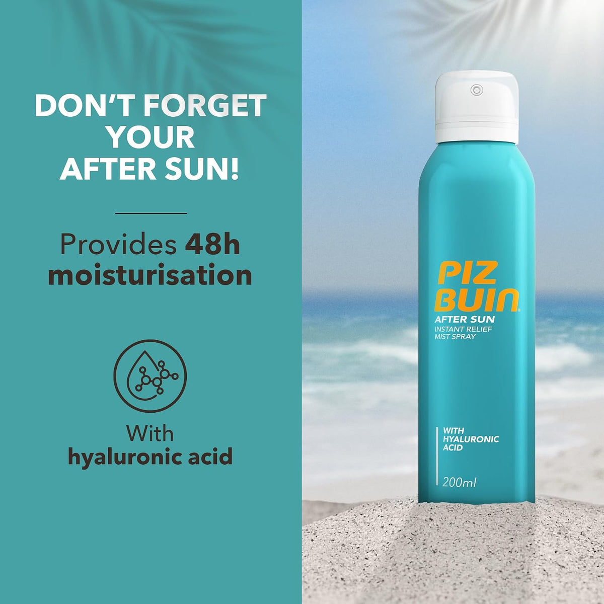 Piz Buin Moisturising Sun Lotion SPF 50+ (200ml), Triple-Resistance Sunscreen with UVA/UVB Filters, Protective and Hydrating Skincare for UV Exposure