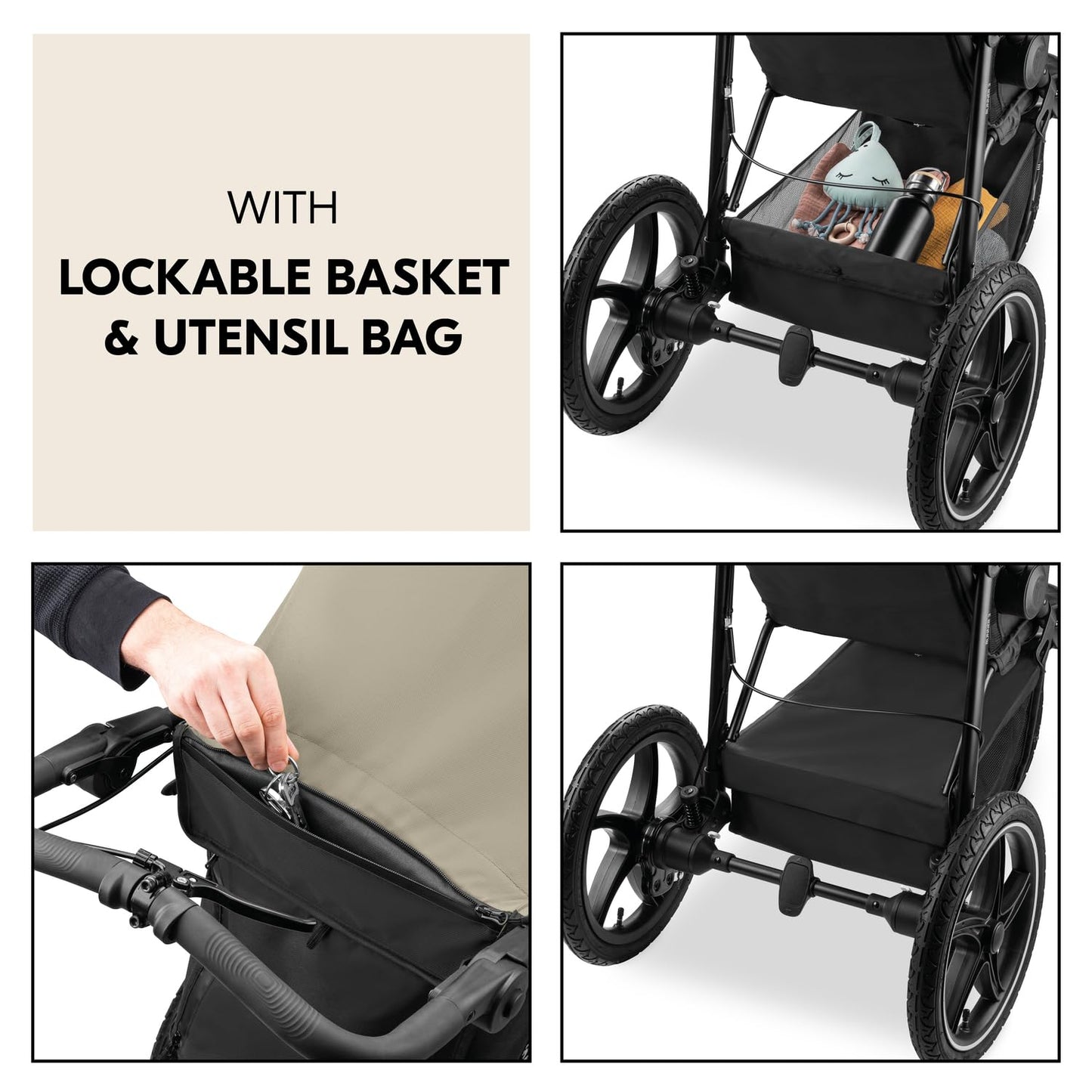 hauck Runner 3, Olive Heavy Duty All-Terrain Stroller with Handbrake, XL Sunshade, Cup Holder, Rain Cover, XL Air Wheels, Reclining Backrest from Birth to 22kg, Handle