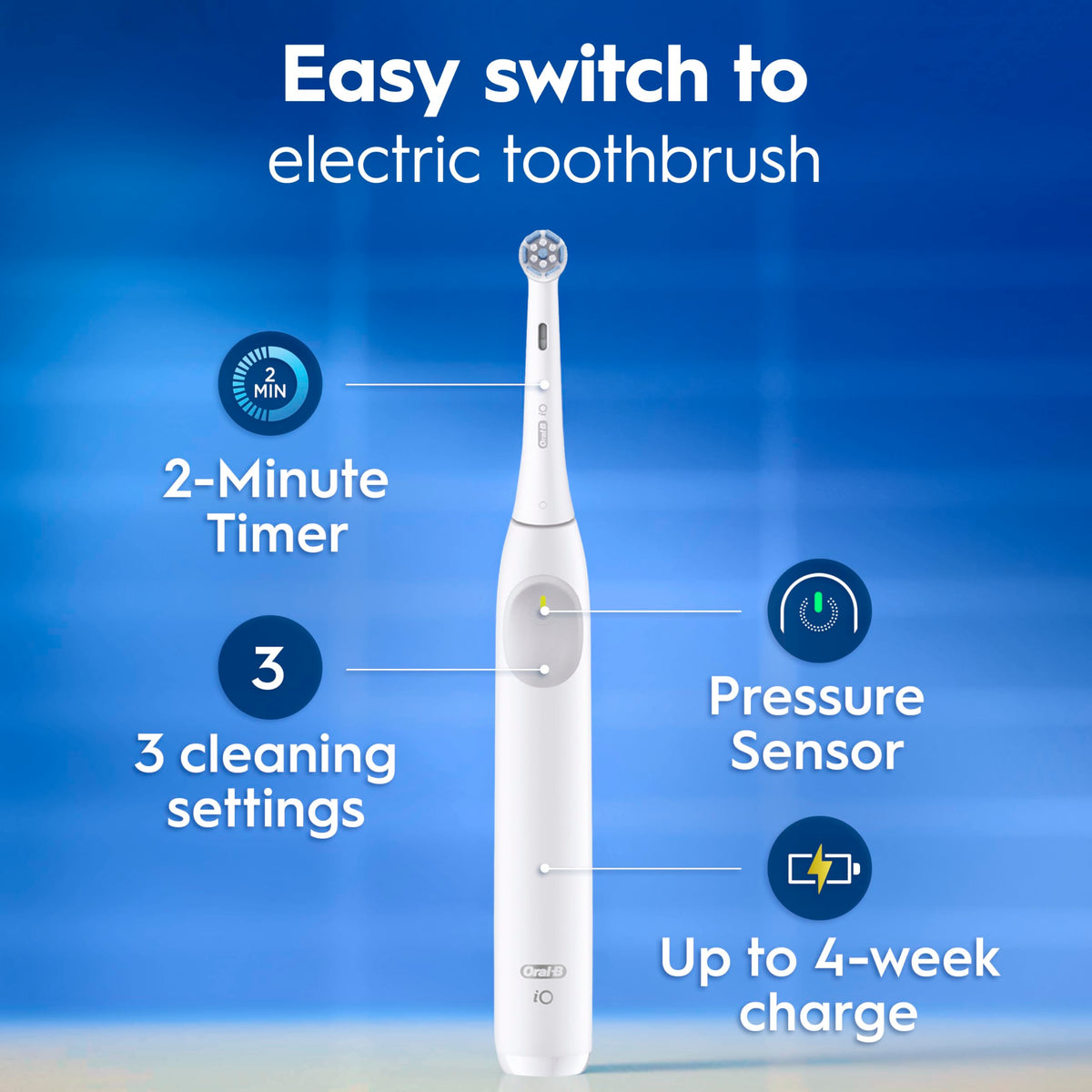 Oral-B iO2 Electric Toothbrush for Adults, Night Black, with Travel Case